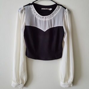 White and Black Blouse